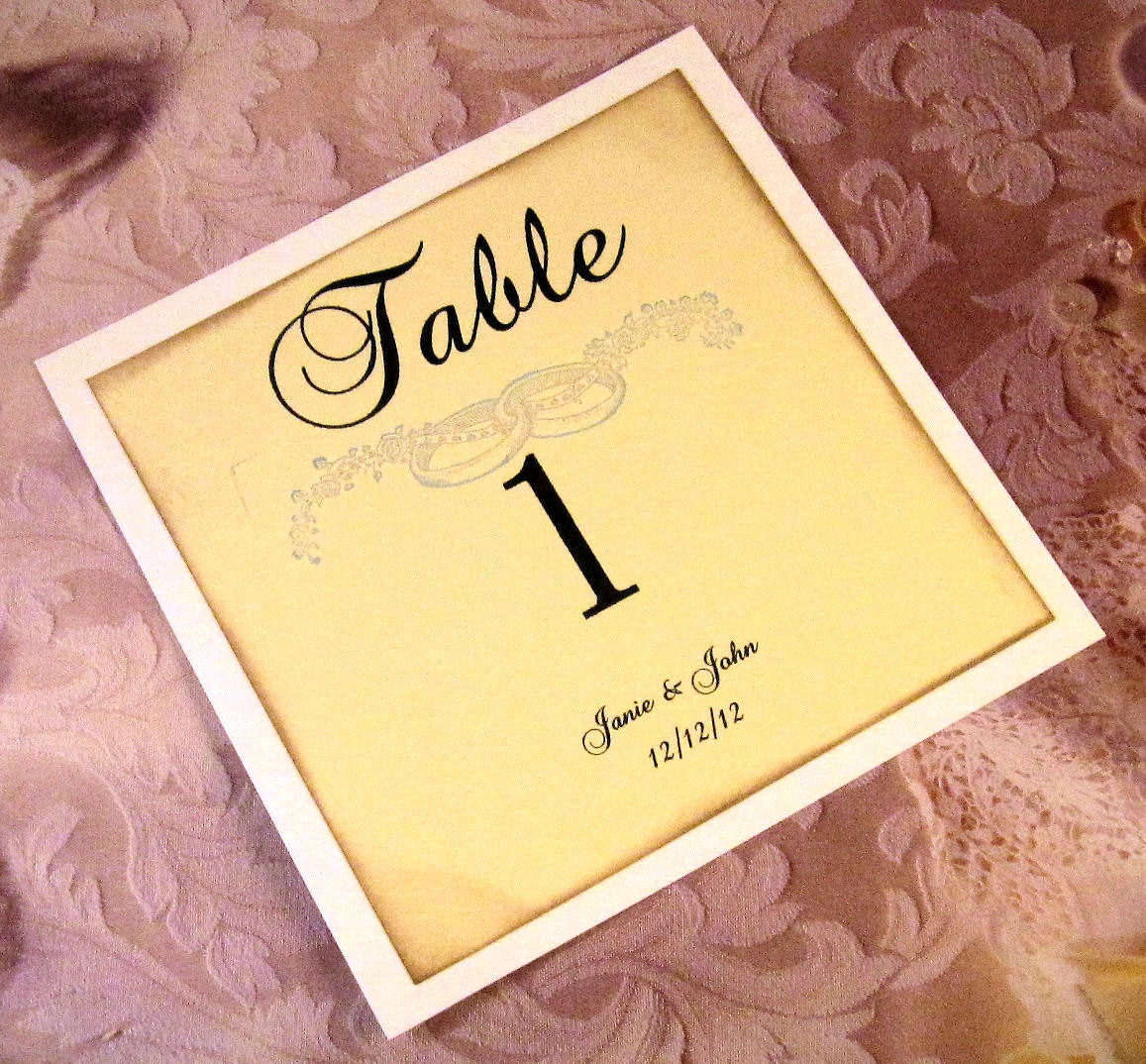 Wedding Table Numbers - Set of 10 - Hand Stamped - Personalized - Wedding Rings