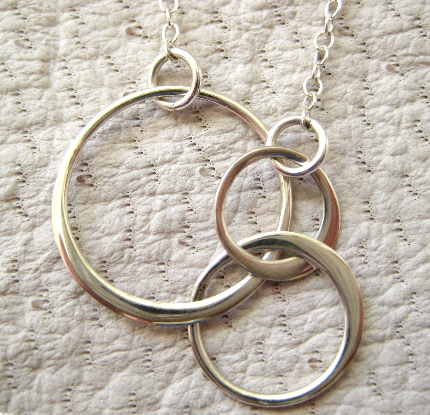 Sterling silver circle necklace, Three circle links necklace, Past Present Future necklace, Infinity necklace, Bridesmaid necklace