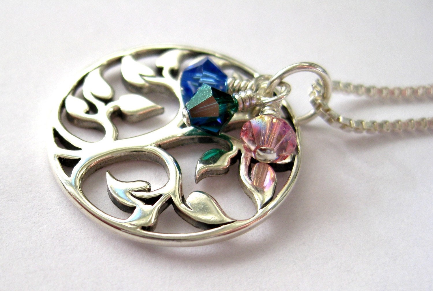 Mothers necklace, Custom birthstone necklace, Grandmothers necklace, Personalized sterling silver jewelry, Tree of Life necklace