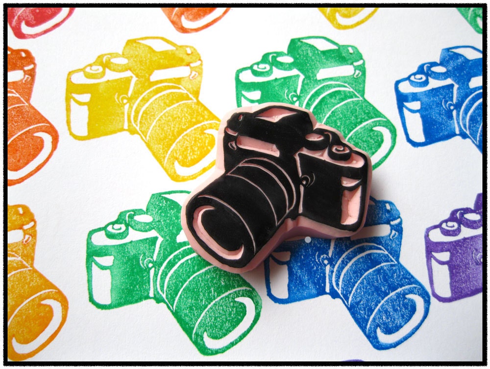 Camera Hand Carved Stamp