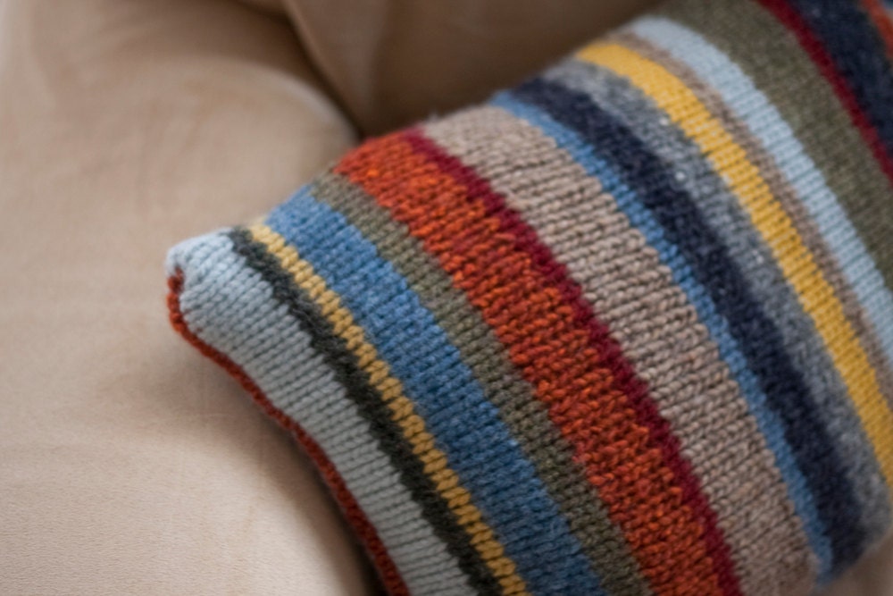 Striped Wool Upcycled Sweater Pillow