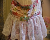 Lacey Floral Bag ruffled lace applique slouchy hobo purse lightweight recycled upcycled fabric shoulder bag