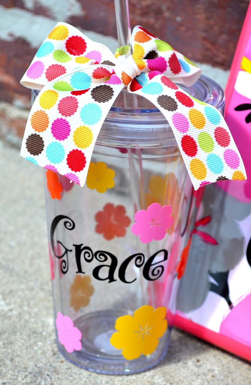 CLEAR Personalized - 16oz - Tumbler cup with Lid & Straw