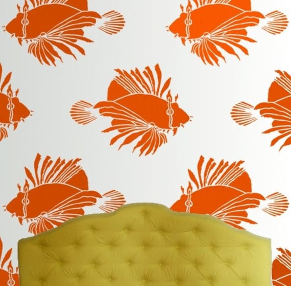 Wall Stencil, Reusable - LIONFISH Large Fish Stencil - DIY Home Decor/Wall Art