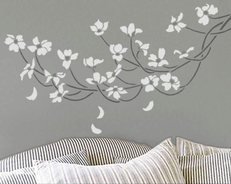 STENCIL - DOGWOOD Branch - Large, Reusable Wall Stencil - DIY Home Decor