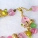 Lampwork Hearts Bracelet, Pink and Green Hearts and Flowers
