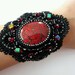 SALE Red Matrix Beaded Cuff Bracelet