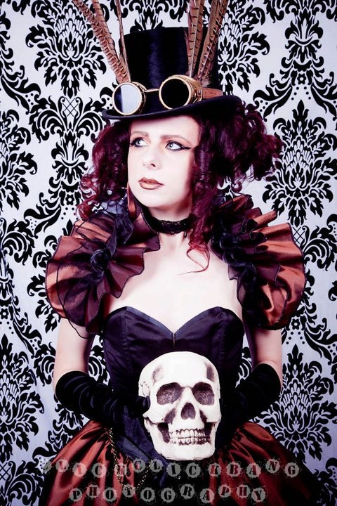 STEAMPUNK DIVA Taffeta Ruffle Opera Shrug Burlesque   By Gothic Burlesque