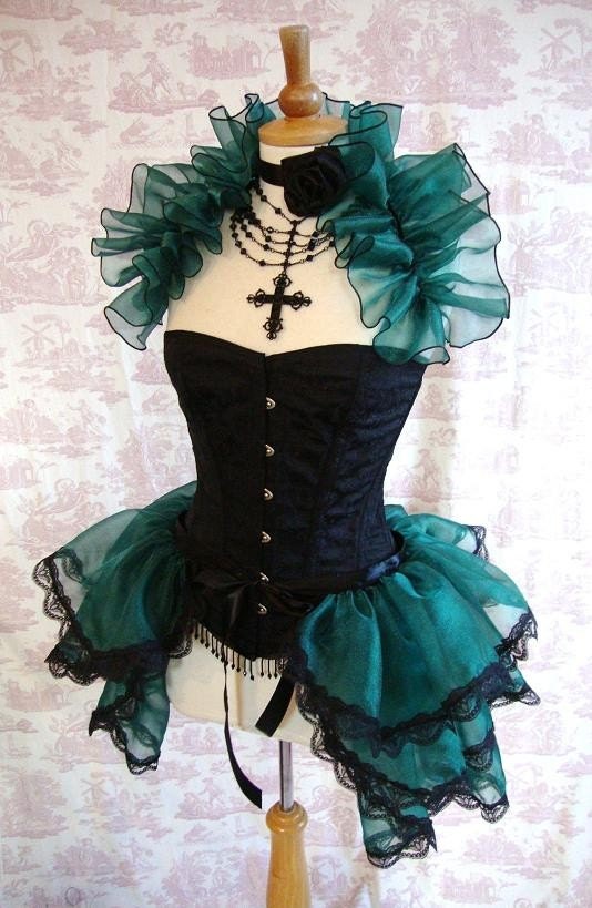 ABSINTH GODDESS Chiffon Burlesque Bustle Skirt GOTHIC Steampunk