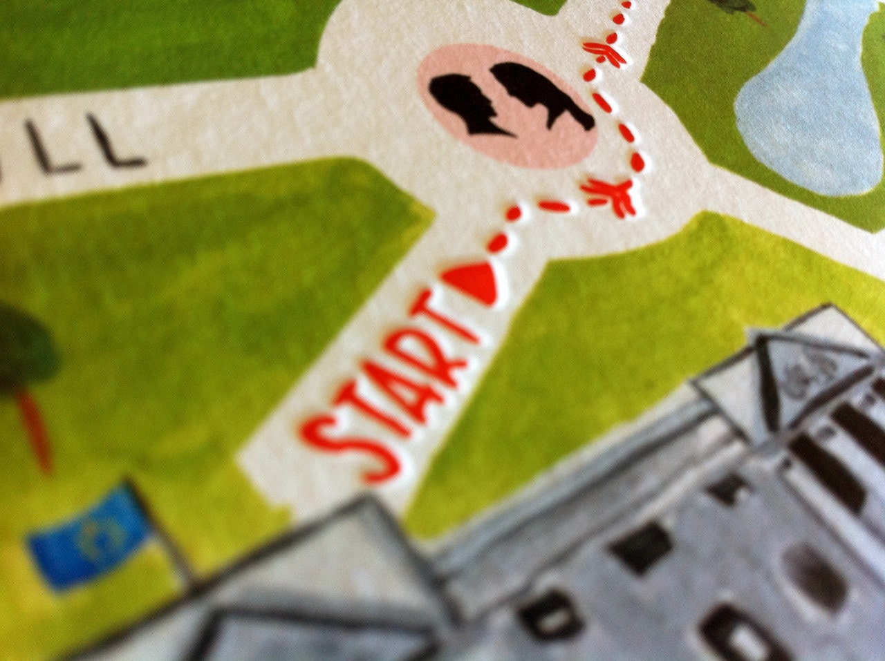 Processional map of royal wedding of William and Kate Letterpress and giclee print CLEARANCE