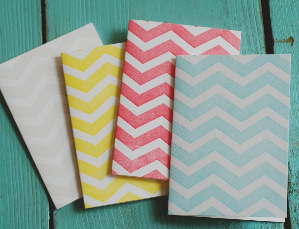 Chevron Letterpress Notecards - 4thyear