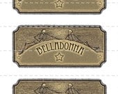 Digital Download Collage Sheet Vintage Witch Poison Potion Bottle 1.5x0.75 Labels Halloween (122)