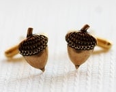 Men's Cufflinks Acorns Antiqued Brass Vintage Style  Fashion Accessories