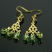 Glass bead earrings, green