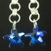 Blue star earrings, sterling silver