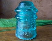 Antique Glass Insulator Turquoise 1893