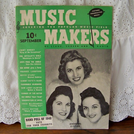 Vintage Magazine Music Makers 1940