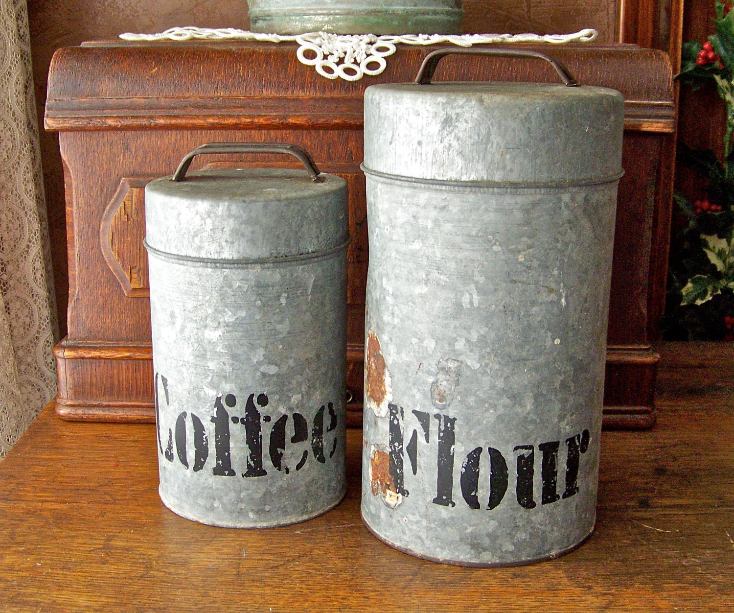 Tin Canisters Flour and Coffee
