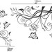 plants wall decal- vinyl wall sticker art deco floral butterfly