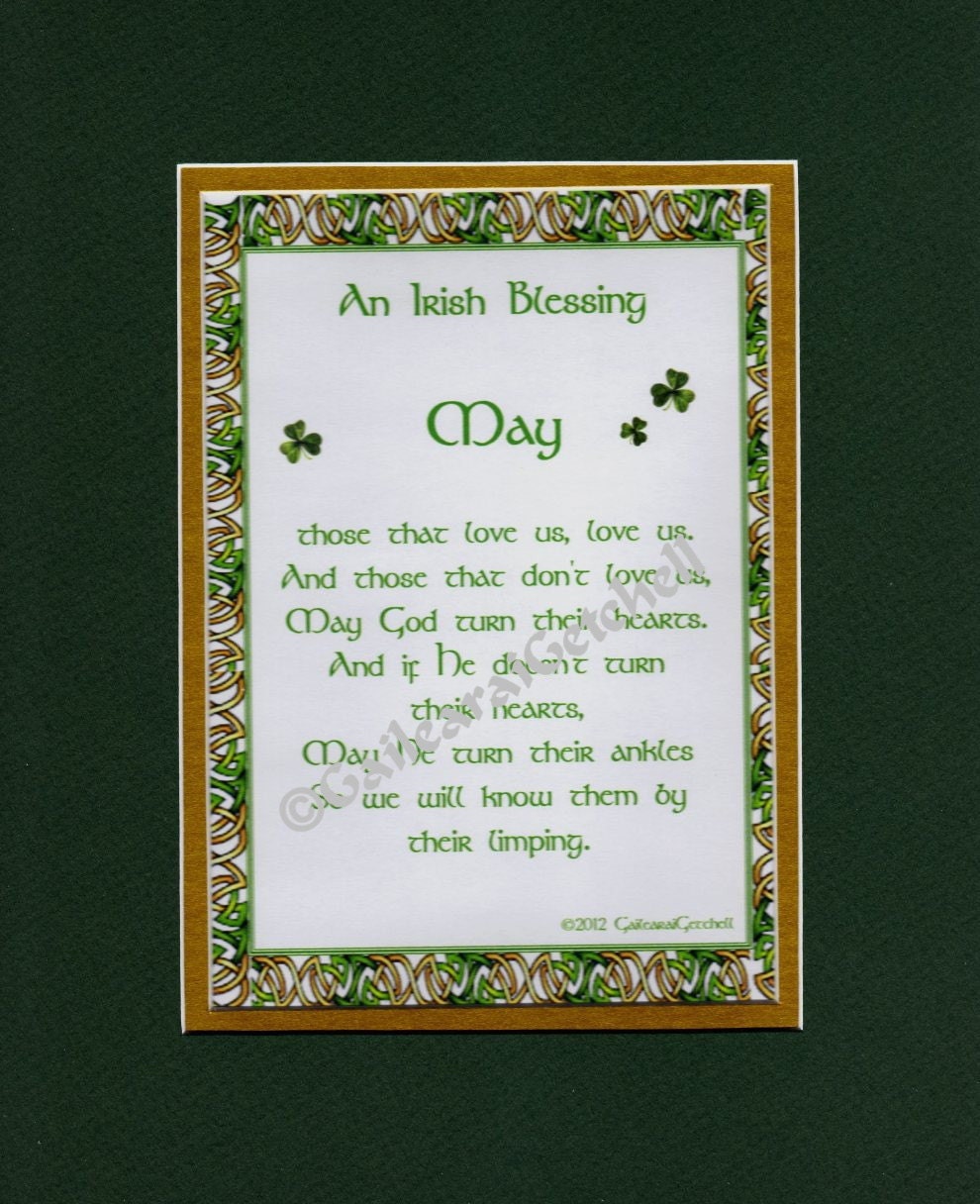 Irish Celtic Print Plaque 8" x 10" Double Mat Humor Funny Blessing Free Personalization