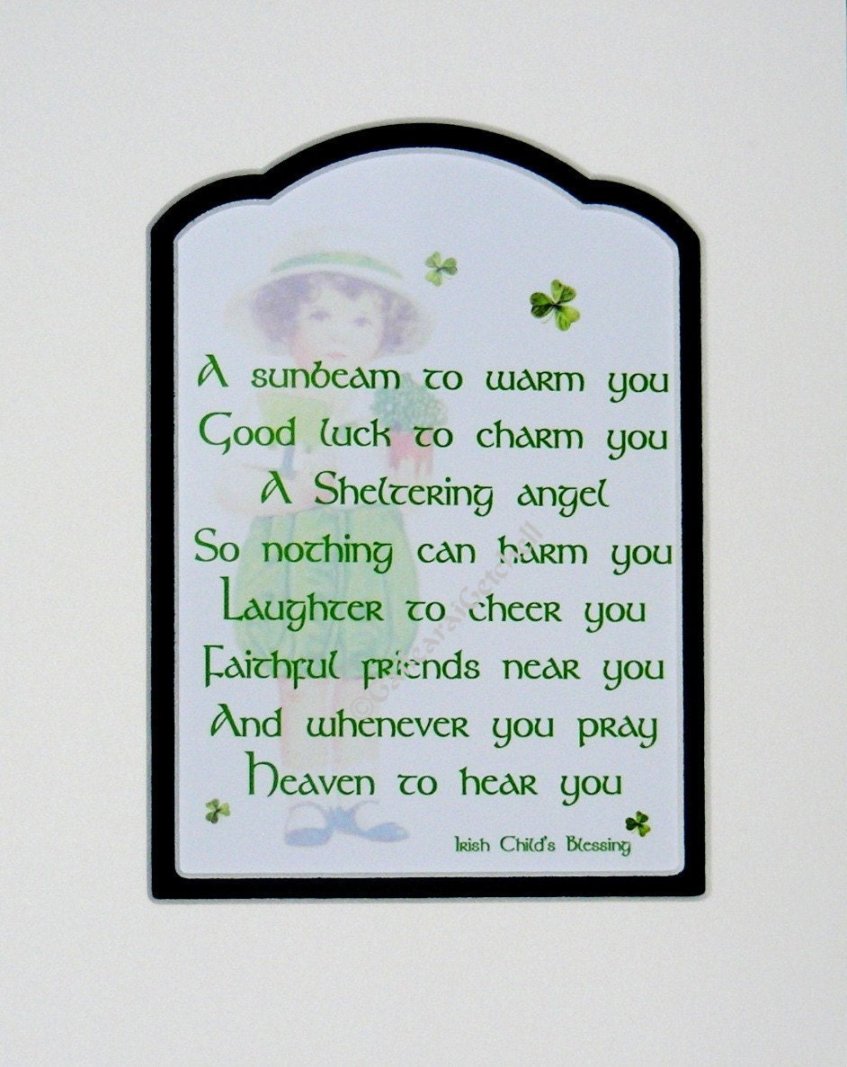 Girl Irish Blessing Celtic Print Plaque 8" x 10" Irish Baby Blessing Prayer Child Free Personalization
