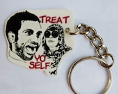 Parks and Recreation - Donna and Tom - Treat Yo Self Keychain