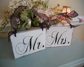 Wedding signs,  Mr and Mrs chair signs Bride Groom....