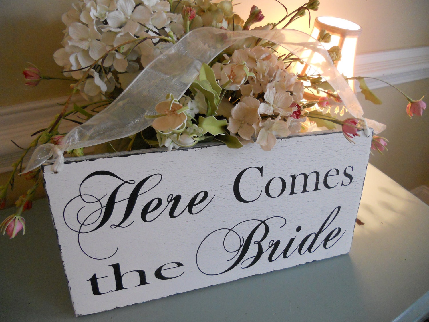 Wedding signs..Distressed Reversible Wedding sign..Here comes the Bride...and they lived happily ever after...:)