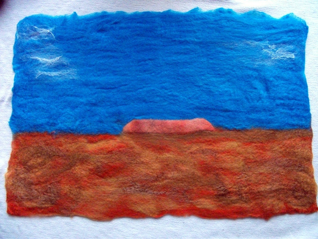 Handfelted Landscape Wallhanging 'Uluru'