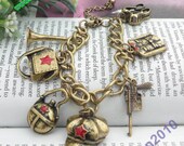 Retro copper Red Army 3d hat bugle kettle pistol straw sandals hand chain bracelet vintage style