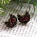 On sales now Pretty retro copper owl head with red crystals eyes stud earrings pendant vintage style E2