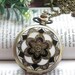 Retro copper round with star flower pattern pocket watch necklace pendant jewelry vintage style