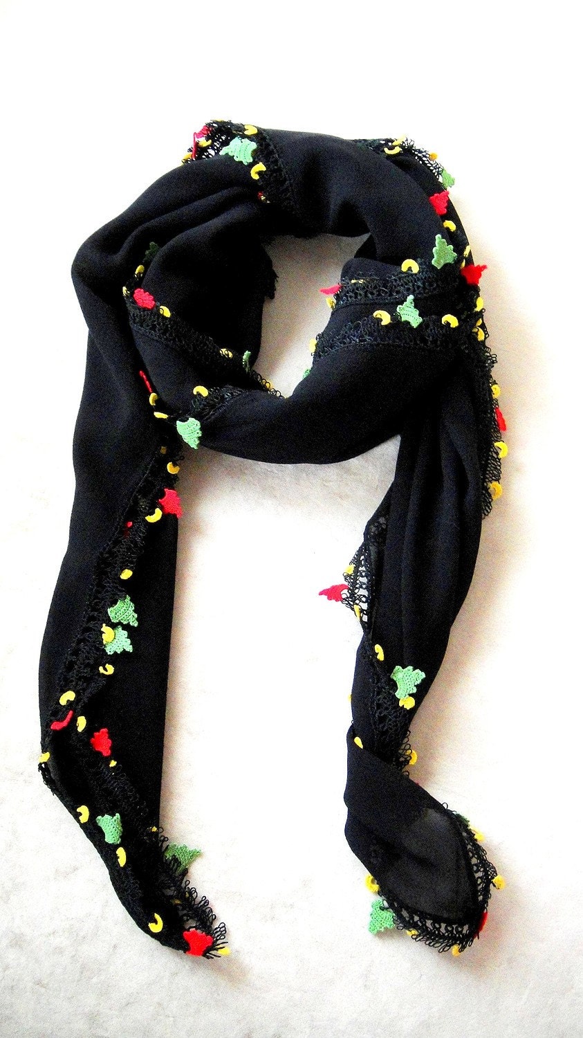 Handmade Scarf with Needle Lace