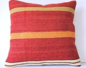 Antique Turkish Kilim Pillow Cover - Hand Embroidered - 16x16 inch