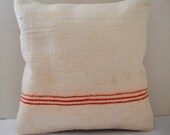 Antique Turkish Kilim Pillow Cover - Hand Embroidered - 16x16 inch