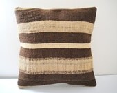 Antique Turkish Kilim Pillow Cover - Hand Embroidered - 16x16 inch
