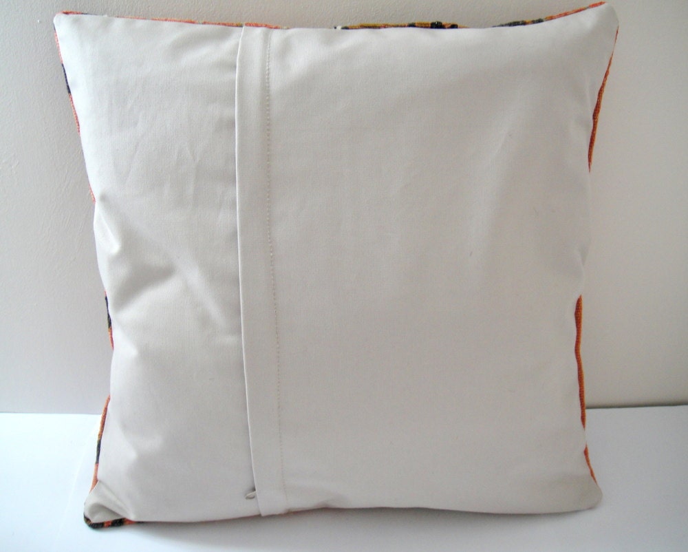 SALE Antique Turkish Kilim Pillow Cover - Hand Embroidered - 18x18 inch