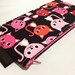 Rectangular Zipper Pouch, Pencil Case, Gadget Case - Pink and Red Cats on Black, Cute Calicos, Kawaii