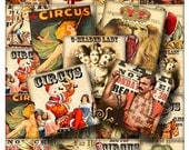 CIRCUS BLOCKS Digital Collage Sheet Instant Download 2 Inch Squares Paper Crafts Original Whimsical Altered Art by Gallery Cat CS83