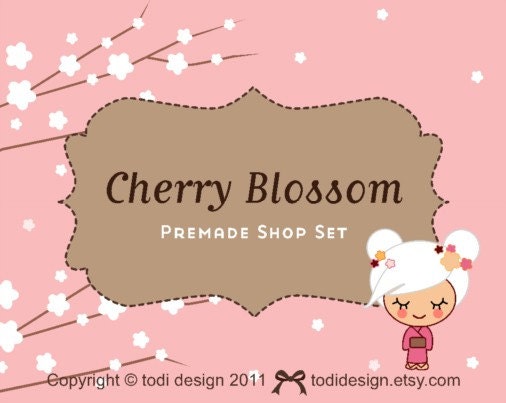 Cherry Blossom- Premade Etsy Shop Banner set Il_170x135