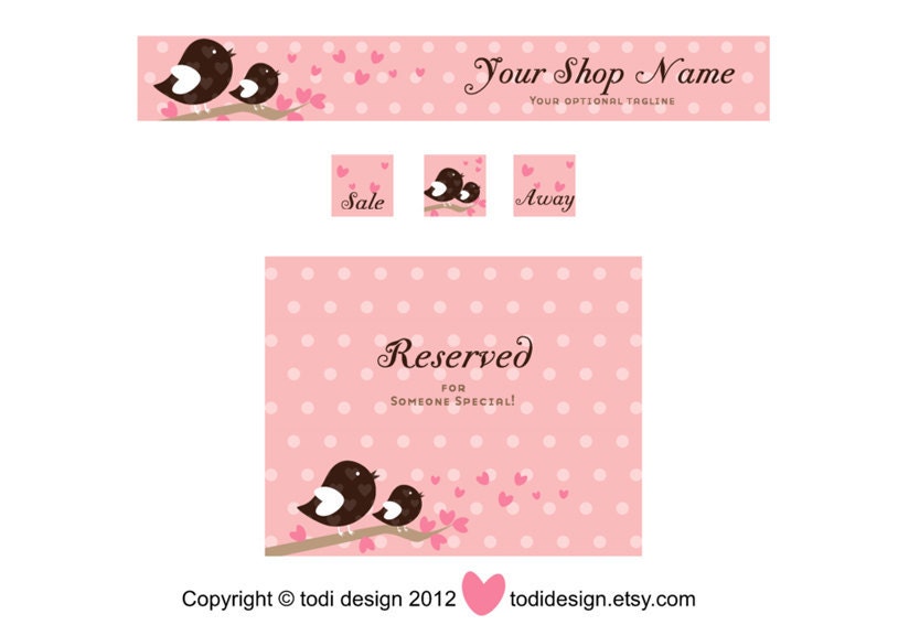 Tweet Hearts- Premade Etsy Shop Banner set Il_170x135