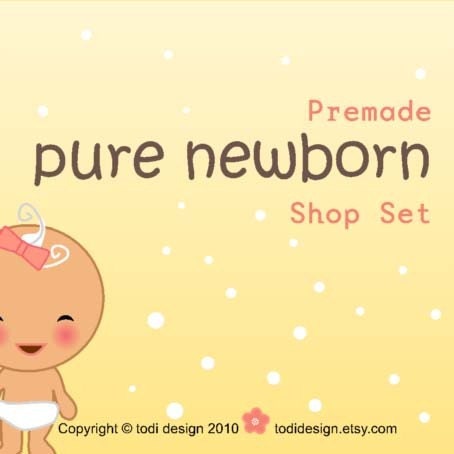 Illustrated Premade Etsy Shop banner Set - Pure Newborn Il_570xn