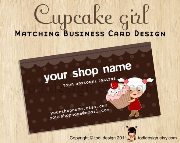 Business Card design to match Cupcake girl Premade shop set Il_570xn