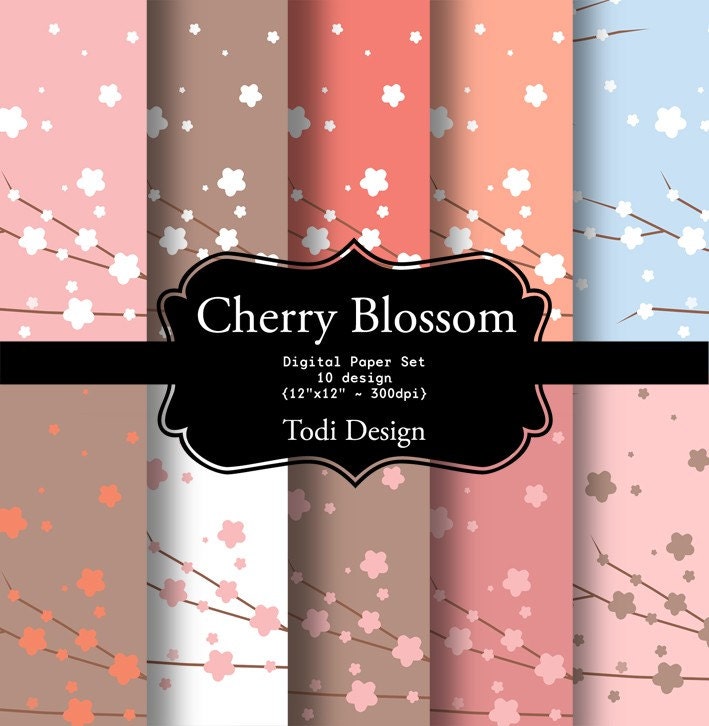 Cherry Blossom- Spring Digital Paper Set Il_570xn