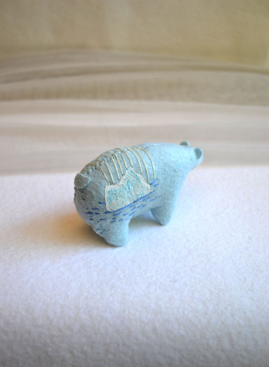 blue glacier spirit bear - felt bear soft sculpture by mountroyalmint