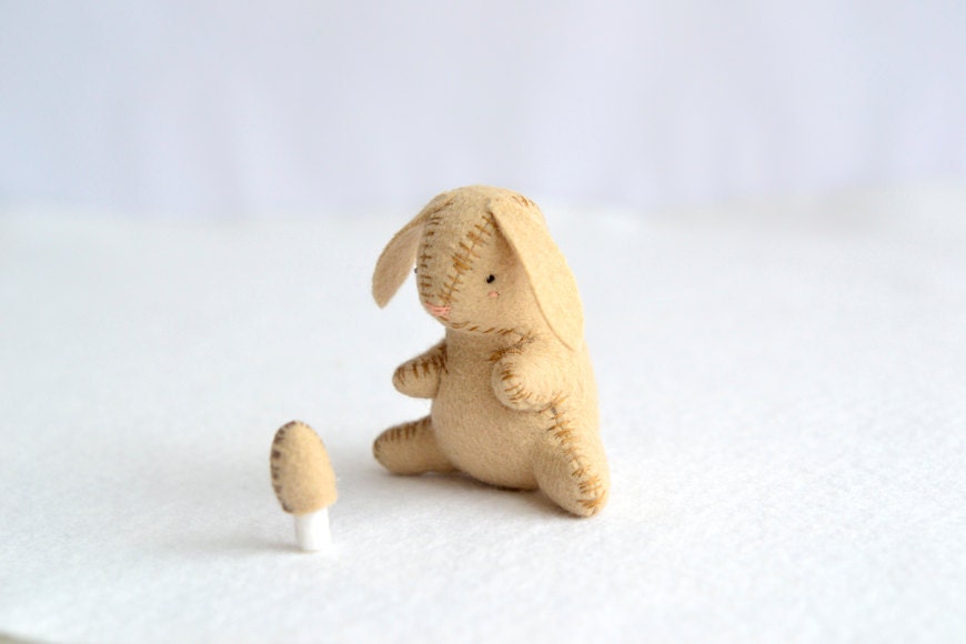 sad rabbit - little plush brown bunny - rabbit softie by mountroyalmint