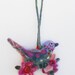 Needle Felted Decorative Ornamental Bird with Flowers
