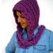 Sweet Violette Hat  soft mixed  Wool Hat  Hand Knit Cabled Hat Hood NEW COLECTION