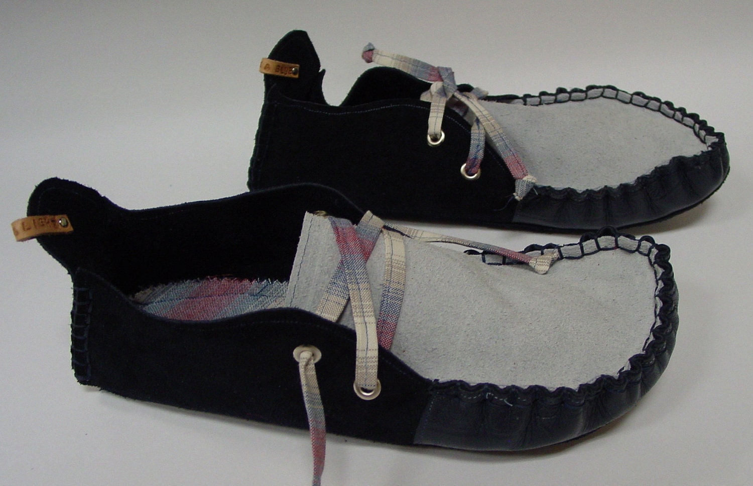 23 Tribes hand made moccasins. Blue Suede Shoes