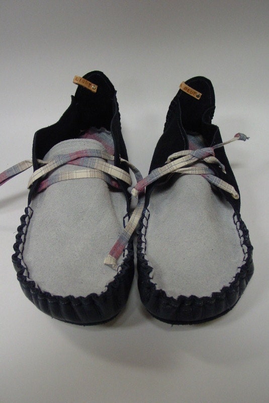 23 Tribes hand made moccasins. Blue Suede Shoes